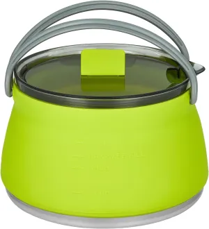 EEZEE 1L Collapsible Camping Kettle Portable Travel Kettle Folding Silicone Camping Cook Pot Foldable Compact Hiking Water Boiler with Lid BPA-Free Backpacking Pot