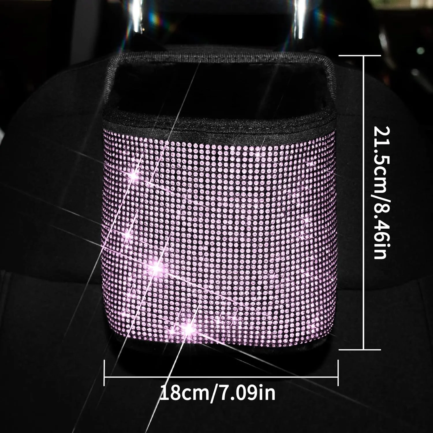 eing Car Seat Organizer Premium Seat Back/Front Seat Travel Caddy Bag, Bling Crystal Car Front Seat Organizer, Pratical Car Garbage Pocket Bin, Diamond Car Accessory (1 - Pack,Pink)