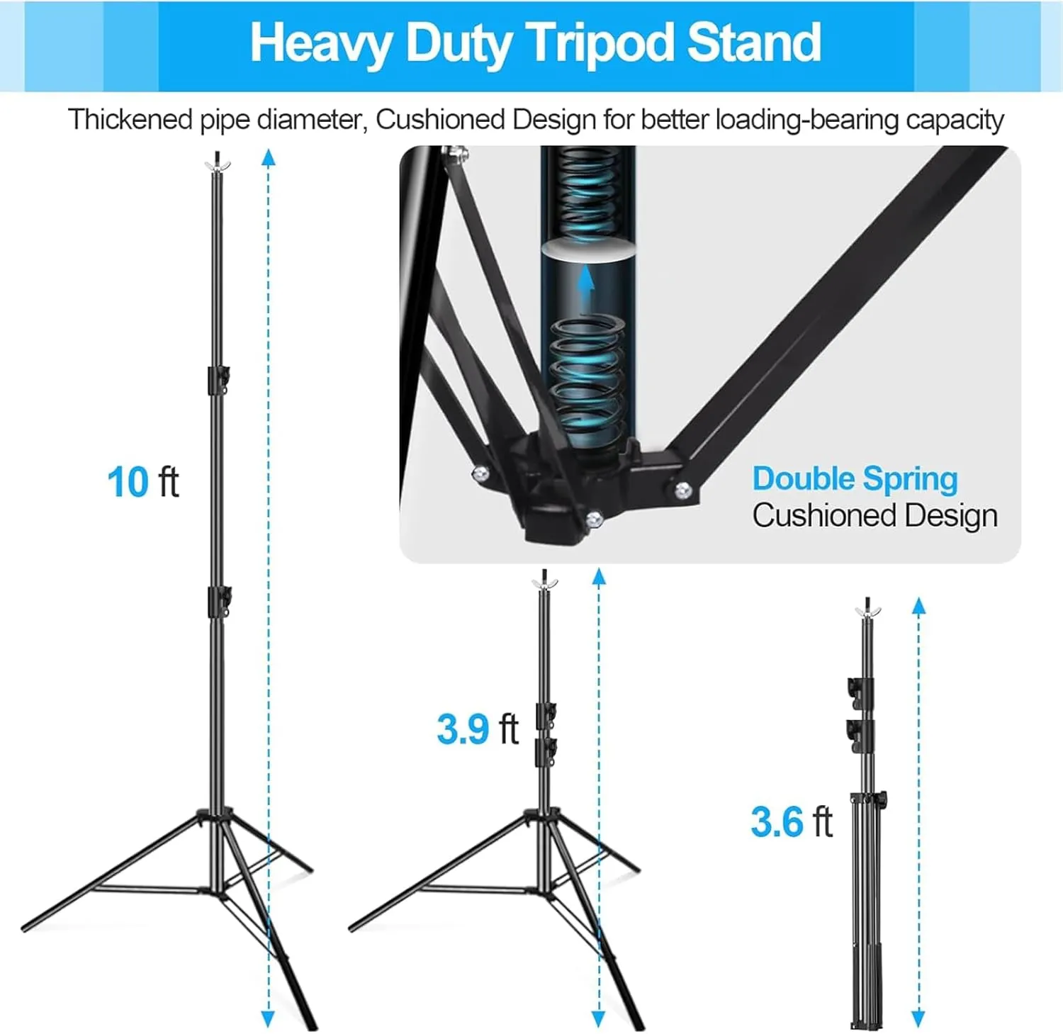 EMART Heavy Duty Backdrop Stand, 10 x 10ft Adjustable Photo Background Support System Kit with Carry Bag for Photography