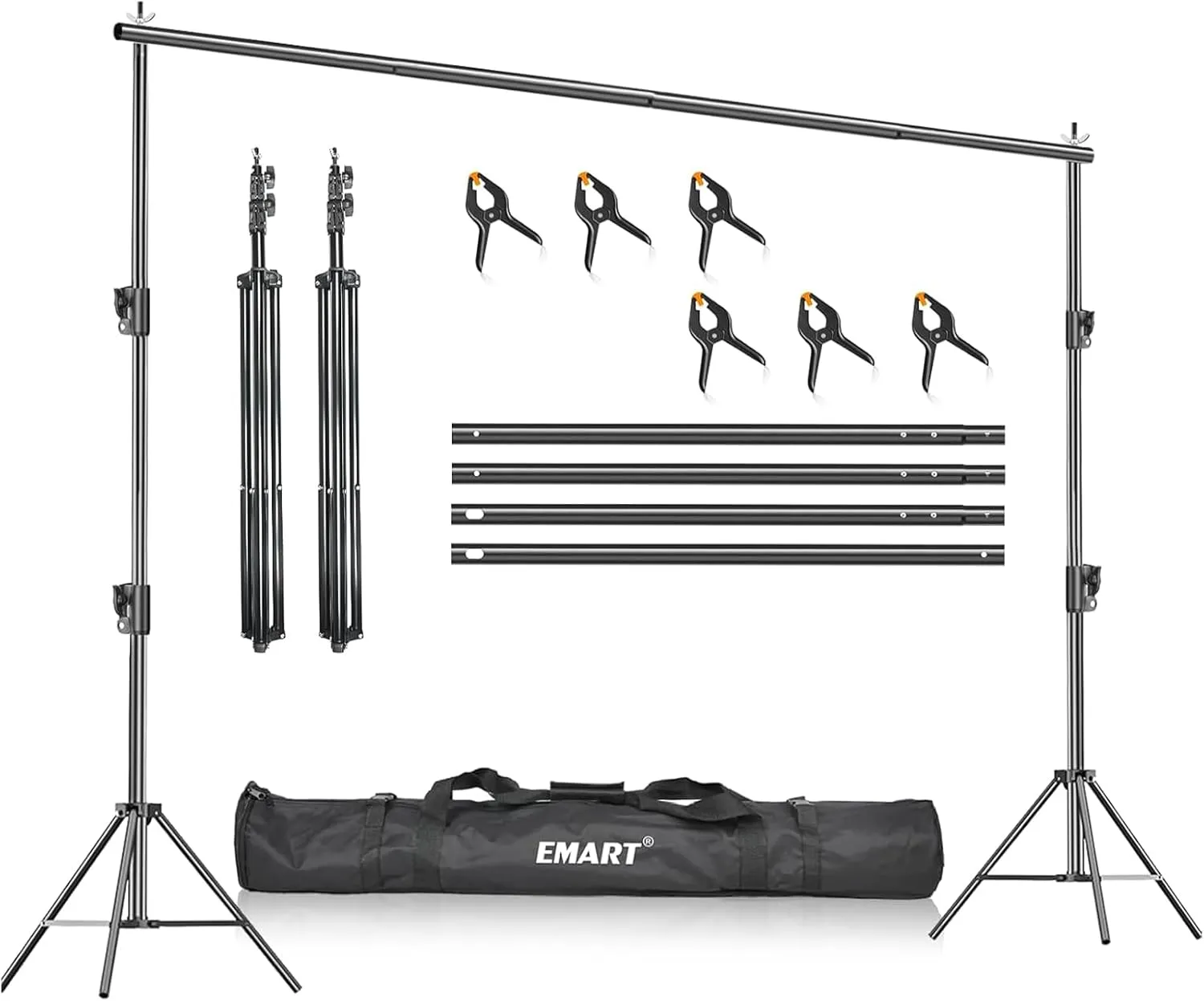 EMART Heavy Duty Backdrop Stand, 10 x 10ft Adjustable Photo Background Support System Kit with Carry Bag for Photography
