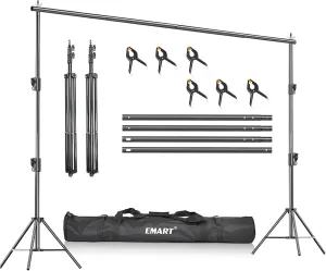 EMART Heavy Duty Backdrop Stand, 10 x 10ft Adjustable Photo Background Support System Kit with Carry Bag for Photography
