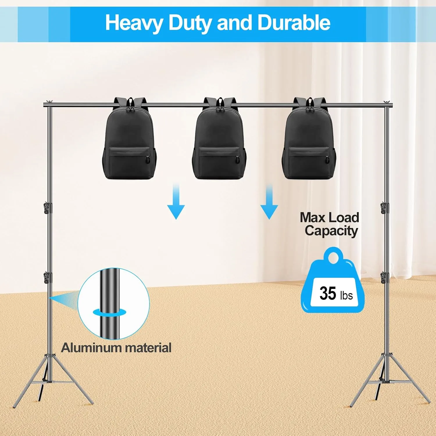 EMART Heavy Duty Backdrop Stand, 10 x 10ft Adjustable Photo Background Support System Kit with Carry Bag for Photography