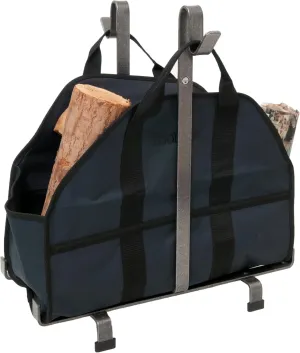 Enclume Handcrafted Fireplace Log Rack w Blue Carrier Bag Hammered Steel