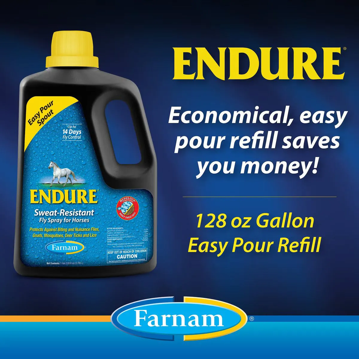 Endure Sweat-Resistant Fly Repellent for Horses - 1 Gallon
