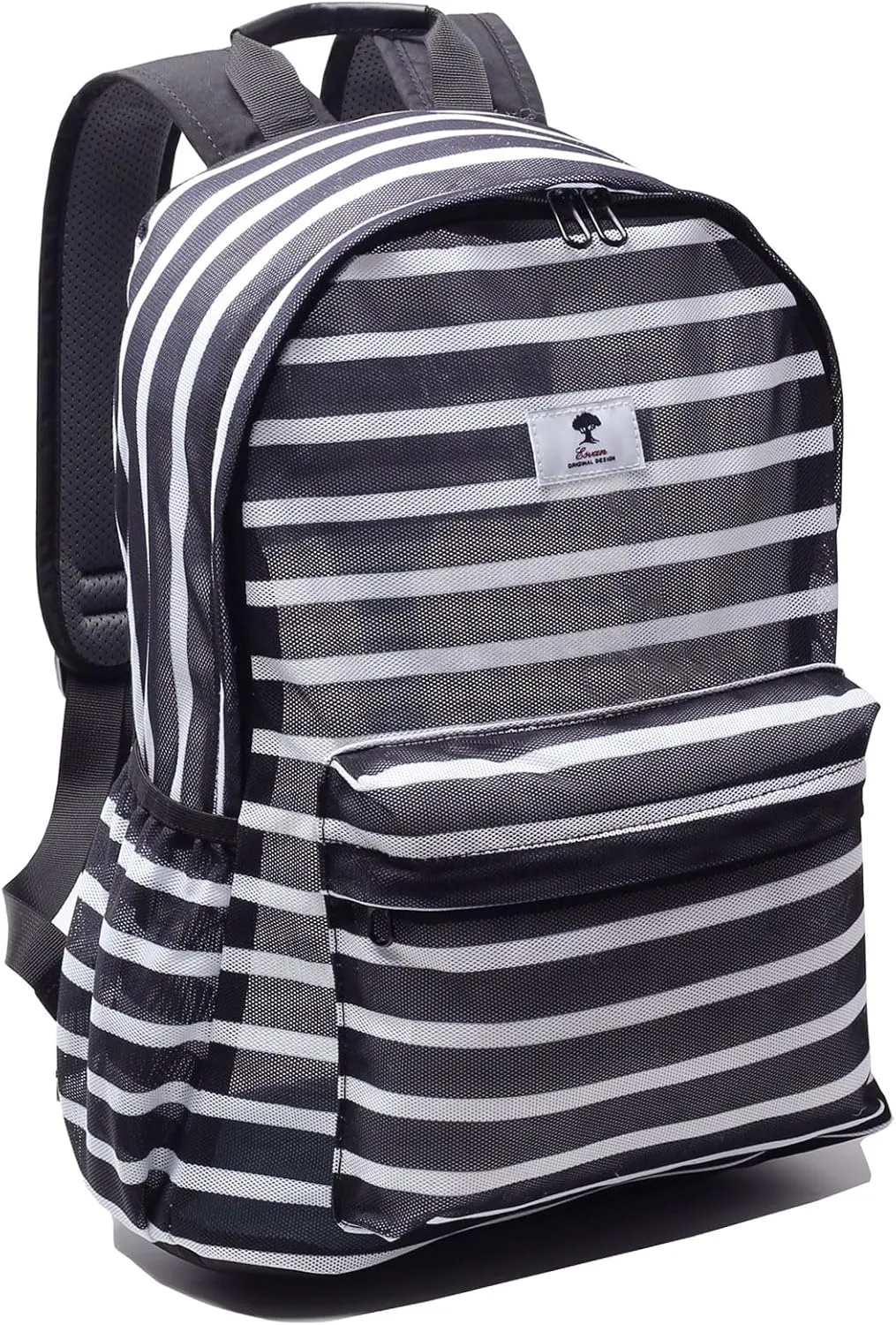 ESVAN Original Print Mesh Backpack Semi-Transparent Sackpack See Through Beach Bag Daypack Multi-Purpose Women Men Unisex