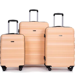 Expandable 3 Piece Luggage Sets Pc Lightweight,Durable Suitcase with Two Hooks, Spinner Wheels, Tsa Lock, (21,25,29) Peach