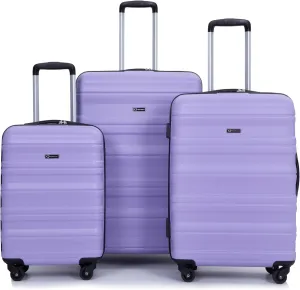 Expandable 3 Piece Luggage Sets Pc Lightweight,Durable Suitcase with Two Hooks, Spinner Wheels, Tsa Lock, (21,25,29) Purple