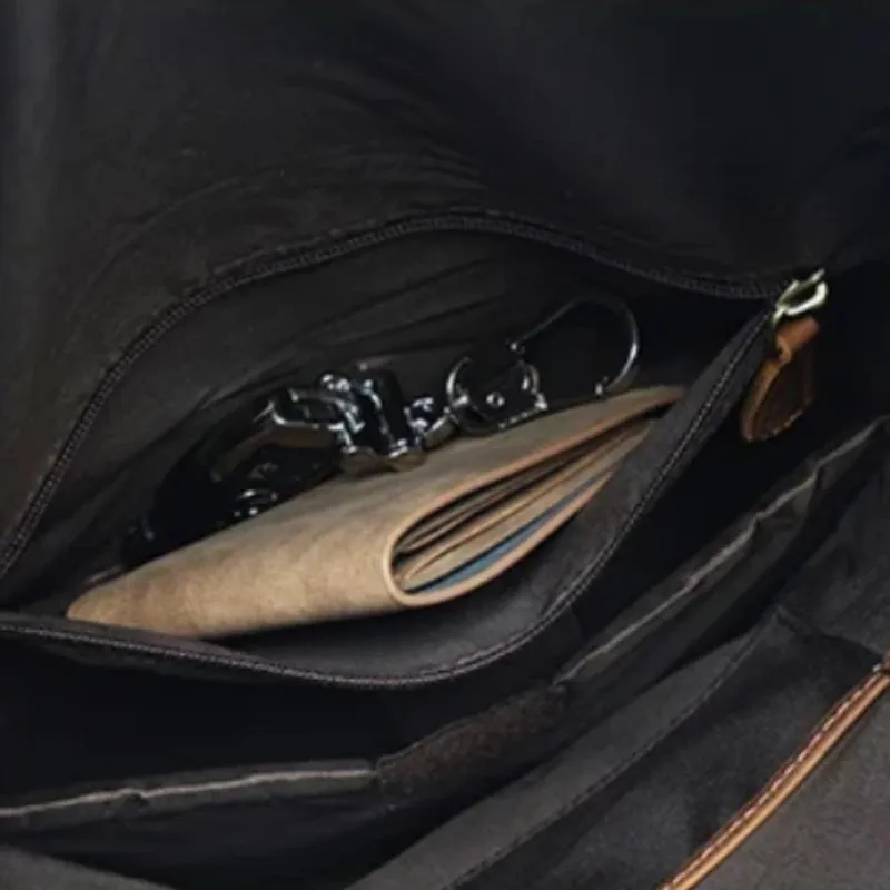 Expandable Genuine Leather Men's Backpack