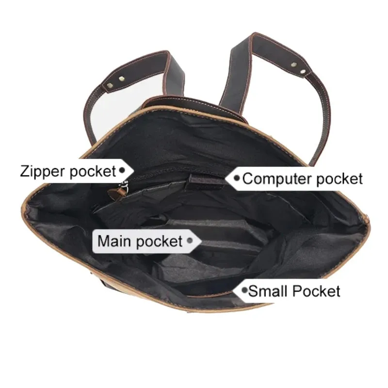 Expandable Genuine Leather Men's Backpack