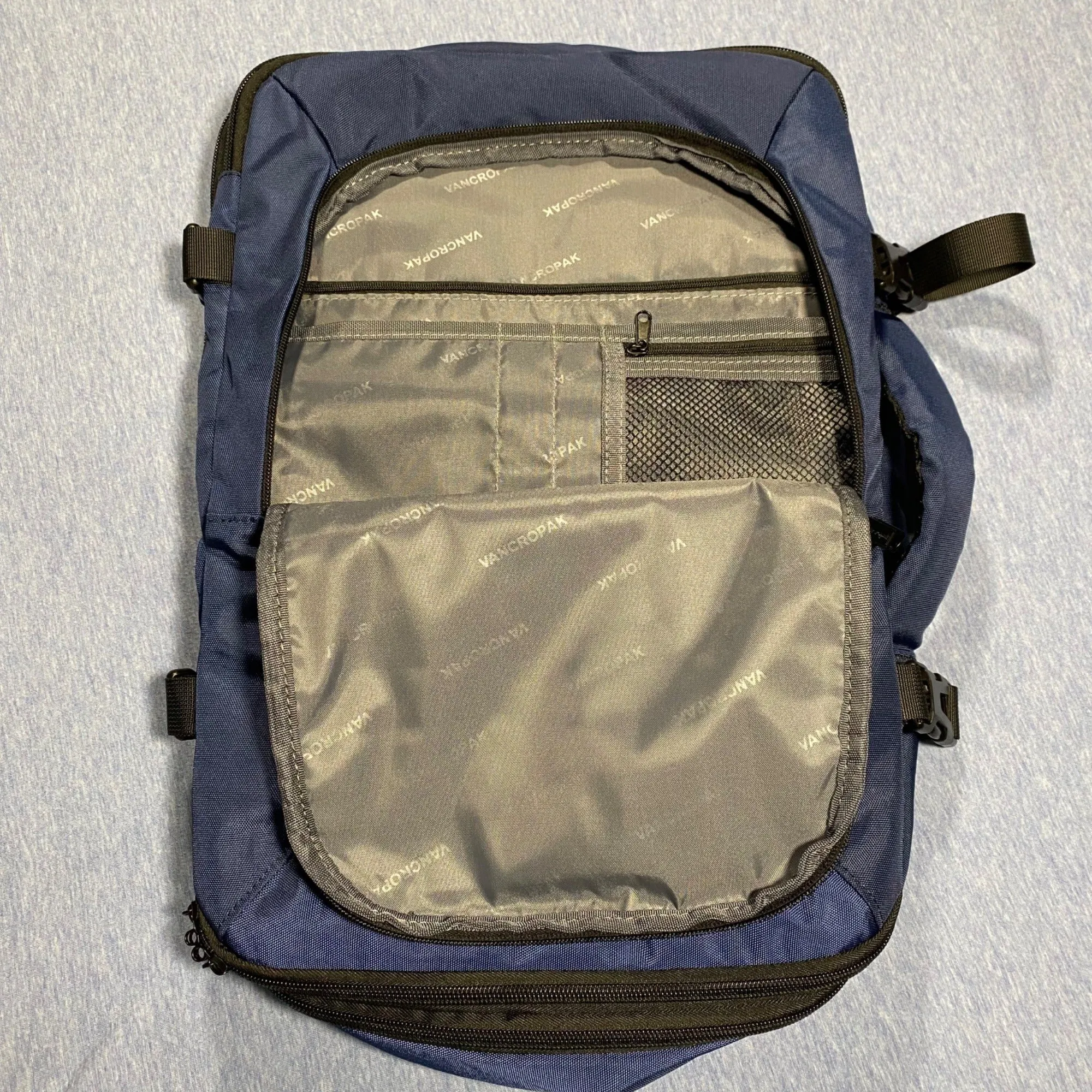 Expandable Vancropak Travel Backpack Day Bag With Multiple Compartments