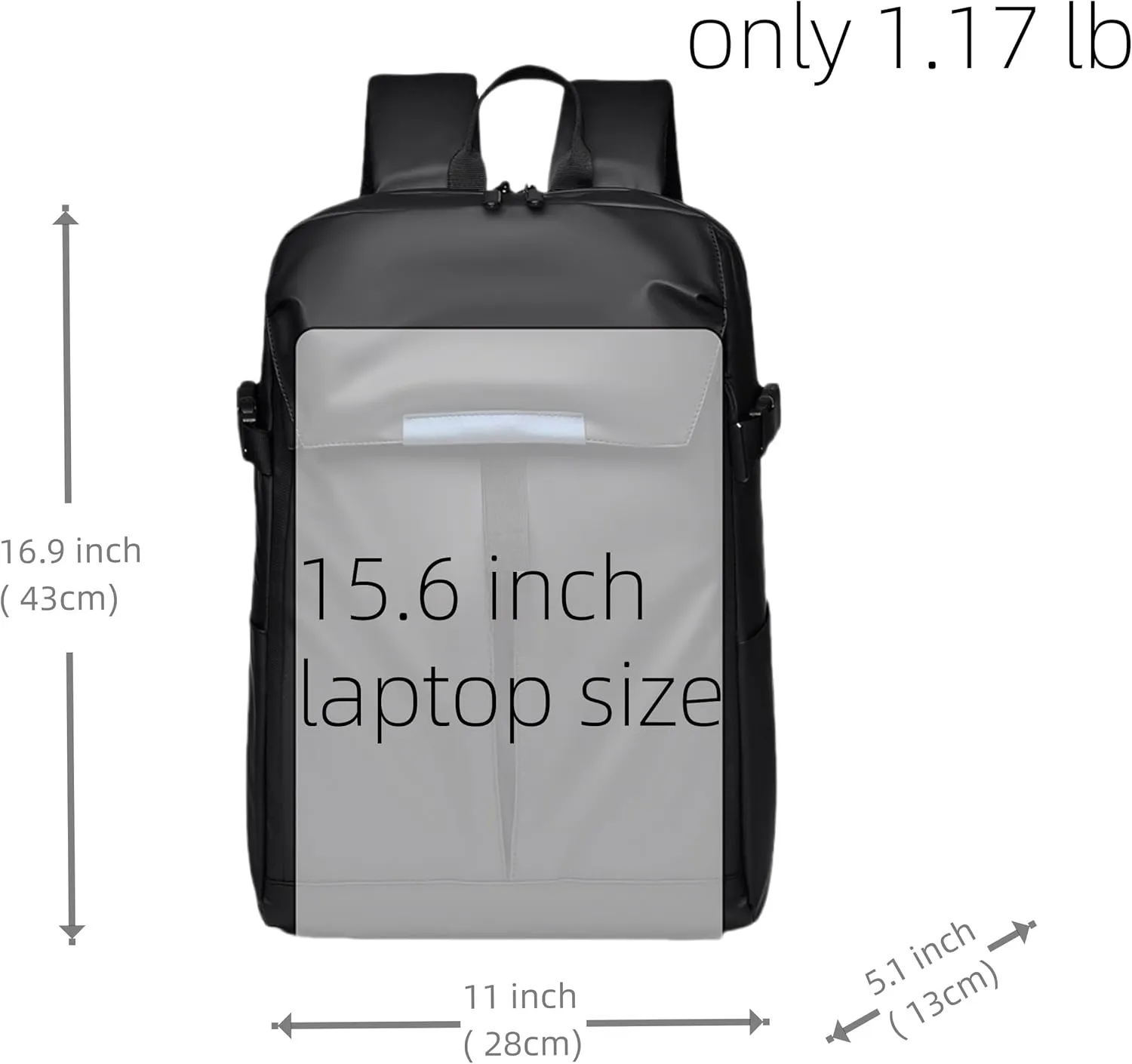 Expandable Waterproof Backpack, 15.6 inch Laptop Bag, Sports Equipment Storage, 16.9 x 11 x 5.1 inches (black)
