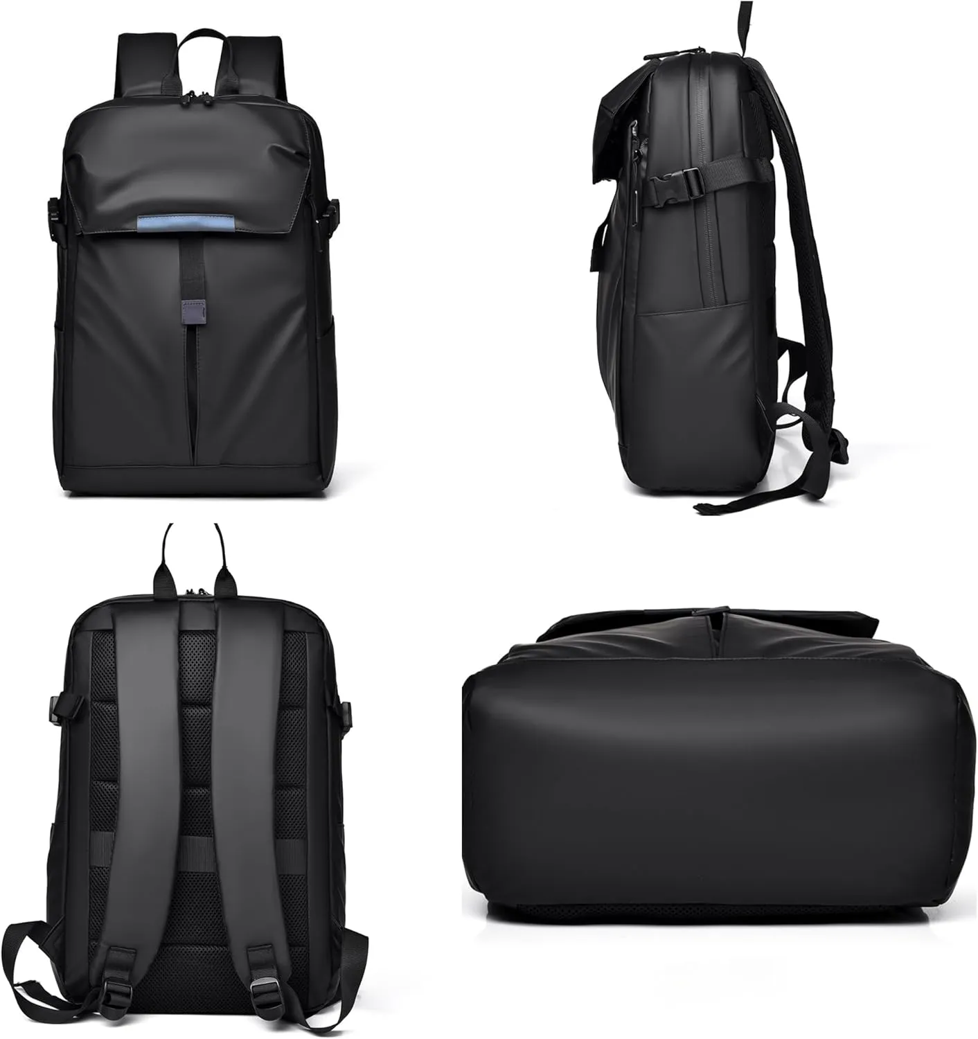 Expandable Waterproof Backpack, 15.6 inch Laptop Bag, Sports Equipment Storage, 16.9 x 11 x 5.1 inches (black)