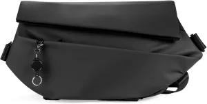 Expandable Waterproof Sling Bag for Women and Men - Large Capacity Crossbody Backpack with Magnetic Buckle Ideal for Travel, Biking, Walking, Commuting and Everyday Use (Black)