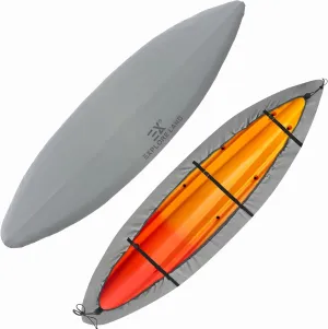 Explore Land Waterproof Kayak Cover - Fade Resistiant 600D Heavy Duty Canoe Dust Storage Cover Suitable for 9.3-10.5ft Kayak, Grey