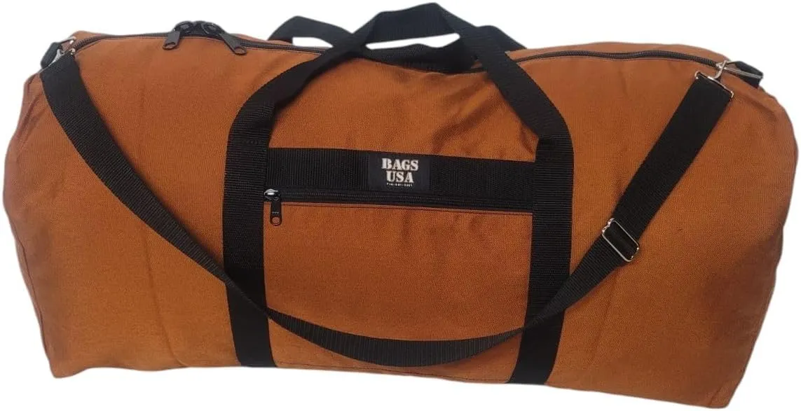 Extra Large Eagle Duffle Very Spacious Extremely Durable, Water Resistant With side pocket Made In USA. (Clay)