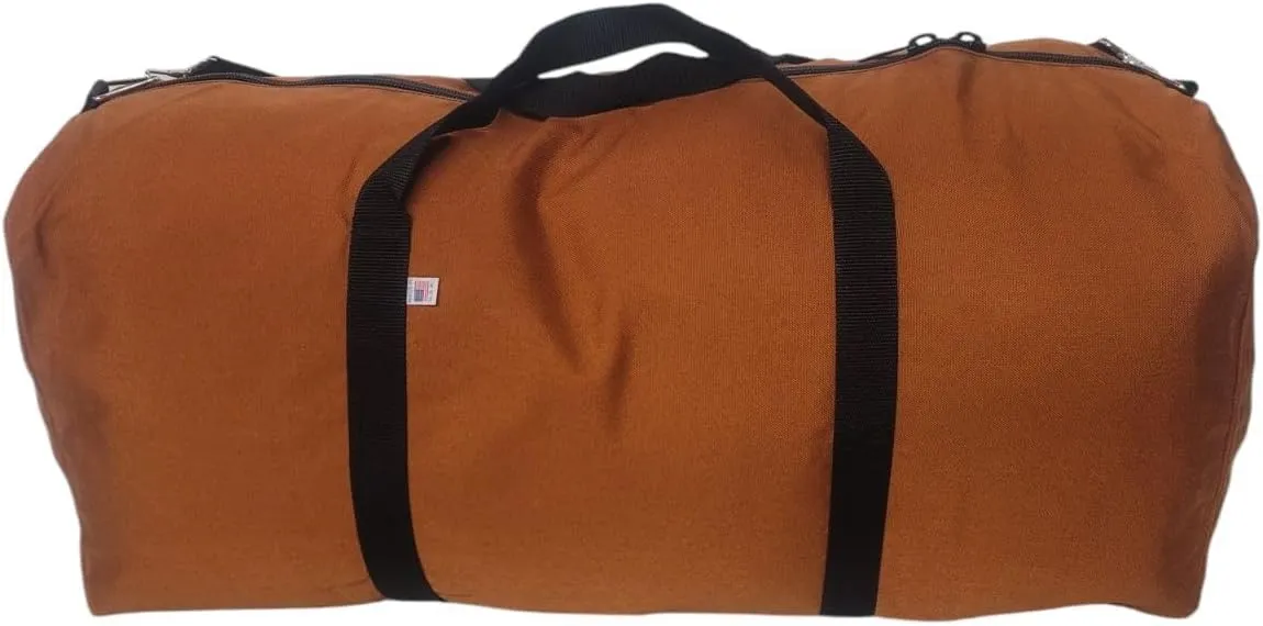 Extra Large Eagle Duffle Very Spacious Extremely Durable, Water Resistant With side pocket Made In USA. (Clay)