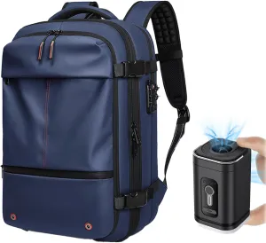 Ezy Vac Backpack, Spacevac backpack, 60L Expandable Spacevac Pro Backpacks Water Resistant Anti Theft Travel Business (Blue Pump)