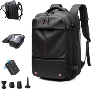 Ezyvac Backpack, Ezyvac Travel Backpack Expandable, Multifunctional Large Capacity Pack with USB Charging Port (black)
