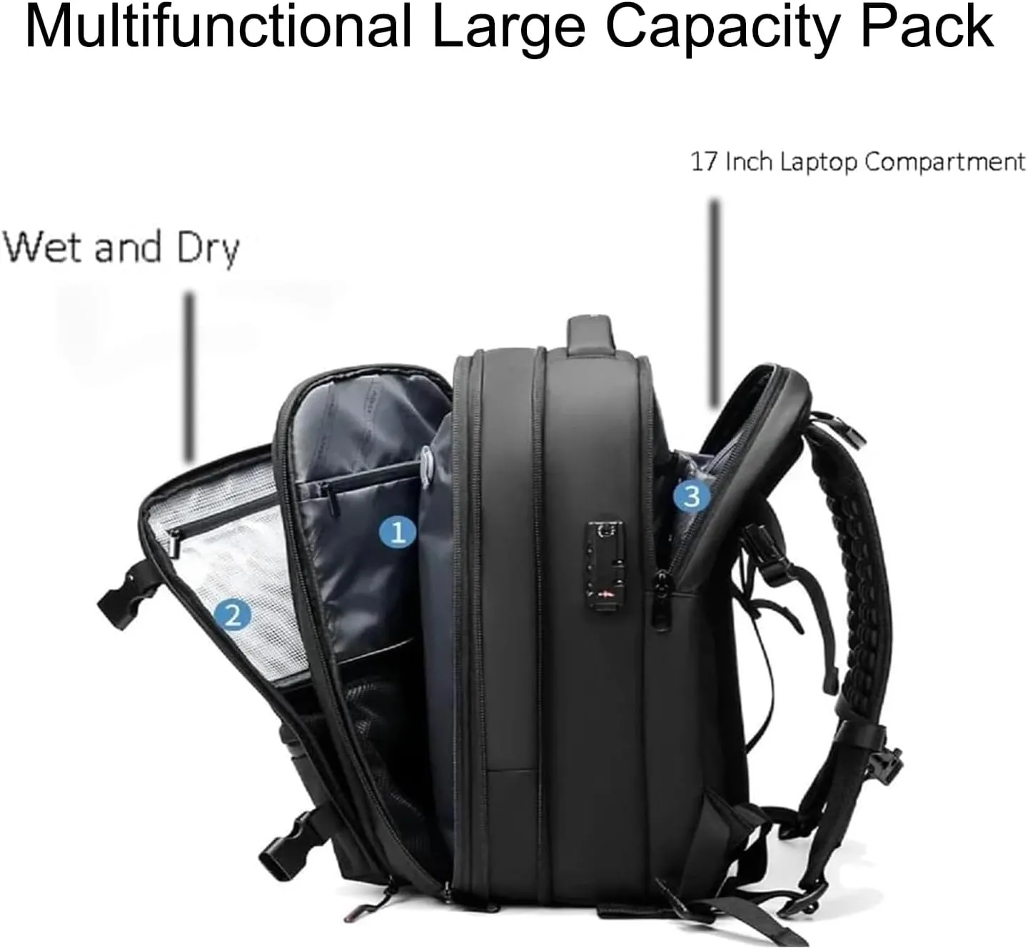 Ezyvac Backpack, Ezyvac Travel Backpack Expandable, Multifunctional Large Capacity Pack with USB Charging Port (black)