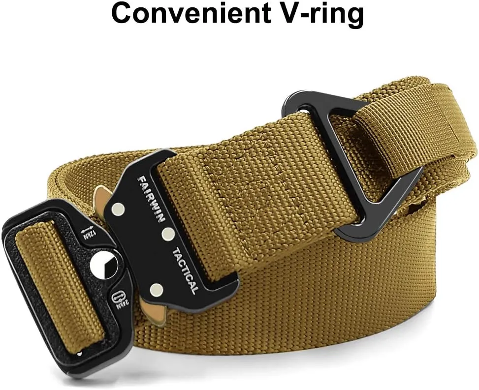 FAIRWIN Tactical Rigger Belt, 1.7 Inches Mens Nylon Webbing Utility Belt with V-ring Heavy-Duty Quick-Release Buckle