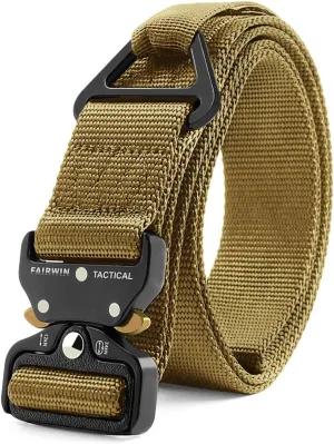 FAIRWIN Tactical Rigger Belt, 1.7 Inches Mens Nylon Webbing Utility Belt with V-ring Heavy-Duty Quick-Release Buckle