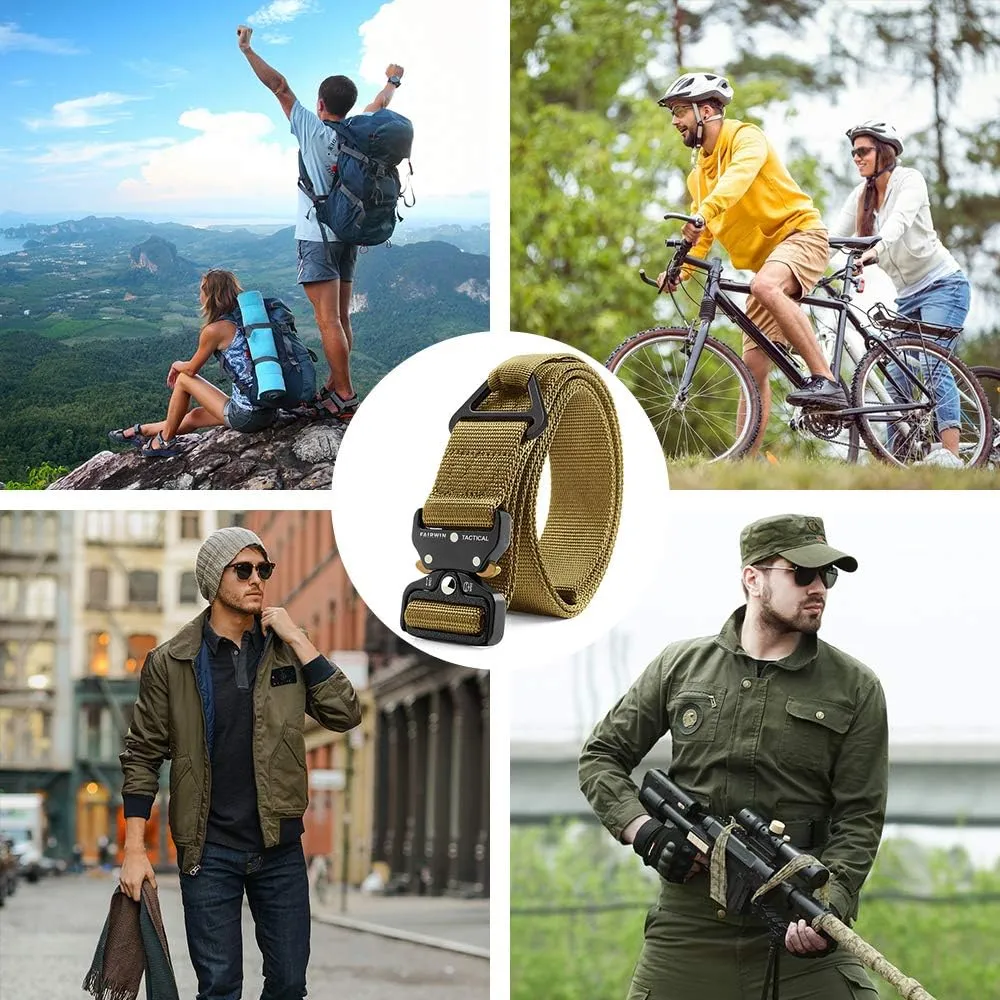 FAIRWIN Tactical Rigger Belt, 1.7 Inches Mens Nylon Webbing Utility Belt with V-ring Heavy-Duty Quick-Release Buckle