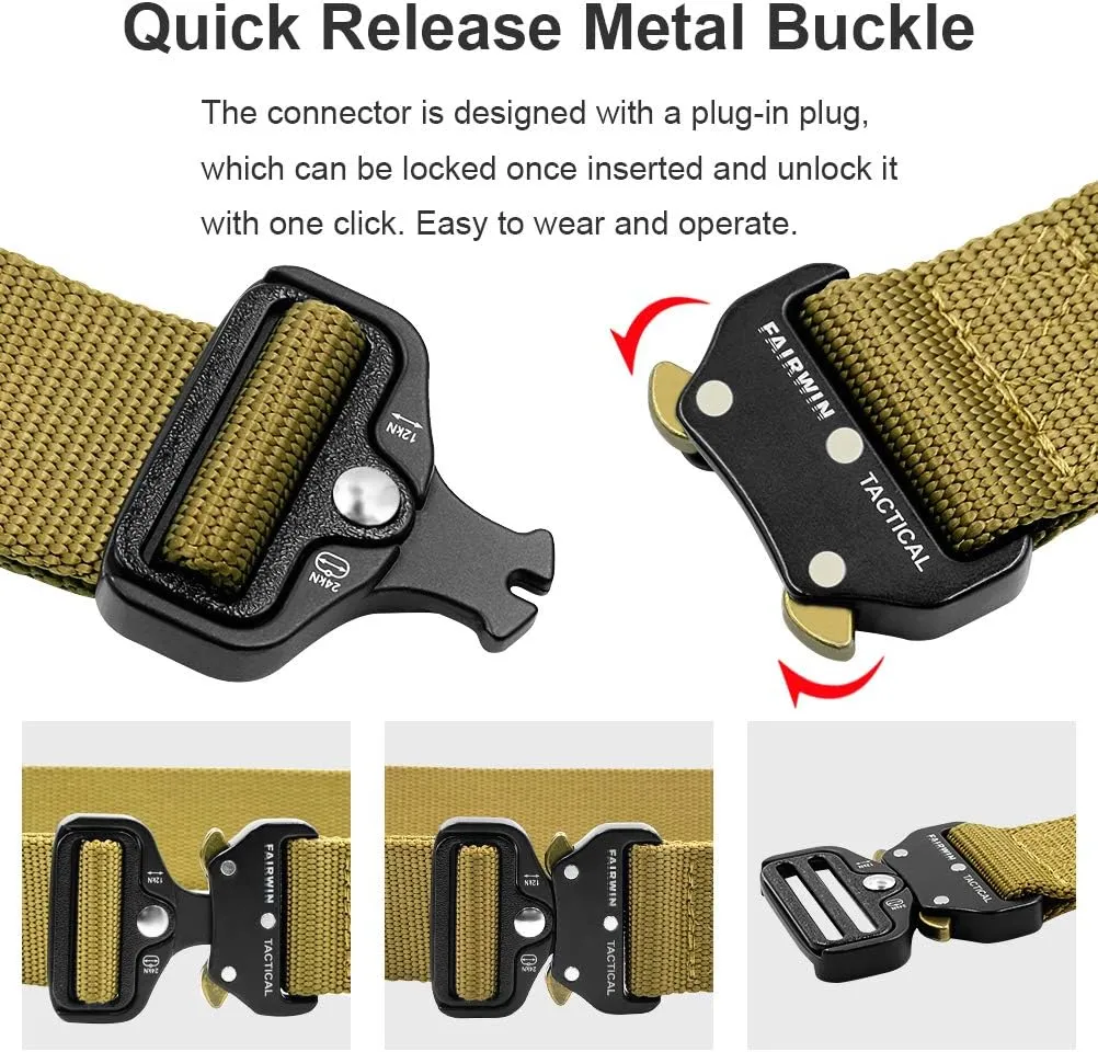 FAIRWIN Tactical Rigger Belt, 1.7 Inches Mens Nylon Webbing Utility Belt with V-ring Heavy-Duty Quick-Release Buckle