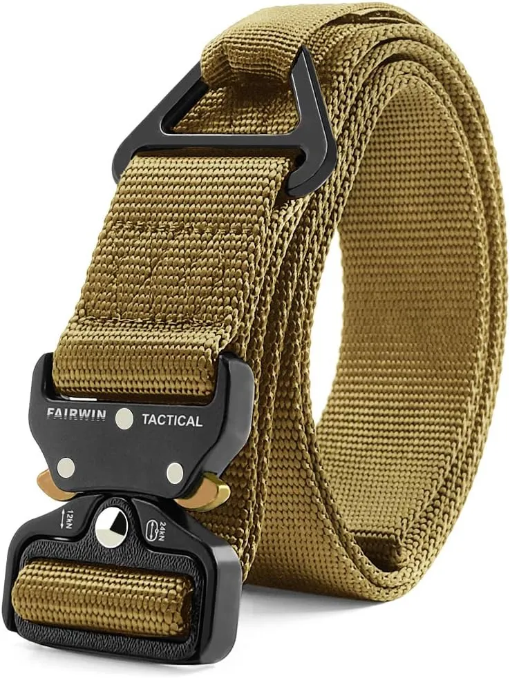 FAIRWIN Tactical Rigger Belt, 1.7 Inches Mens Nylon Webbing Utility Belt with V-ring Heavy-Duty Quick-Release Buckle
