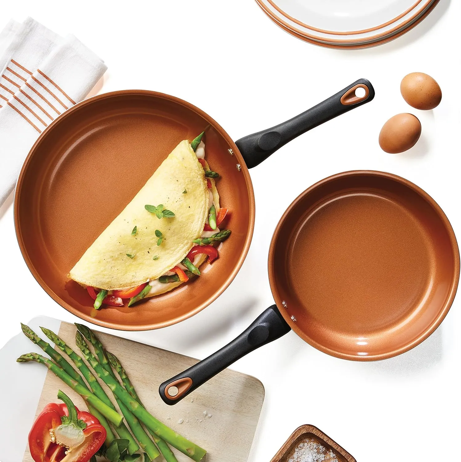 Farberware Glide Nonstick Frying Pan Set / Fry Pan Set / Skillet Set - 9.25 Inch and 11.25 Inch , Black