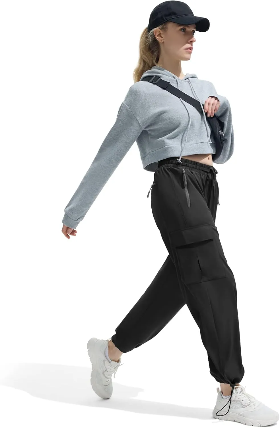 FARUNGS Quick Dry Cargo Pants Lightweight Tactical Hiking Pants with 5 Pockets for Women,Stretchy Waist and Water Resistant