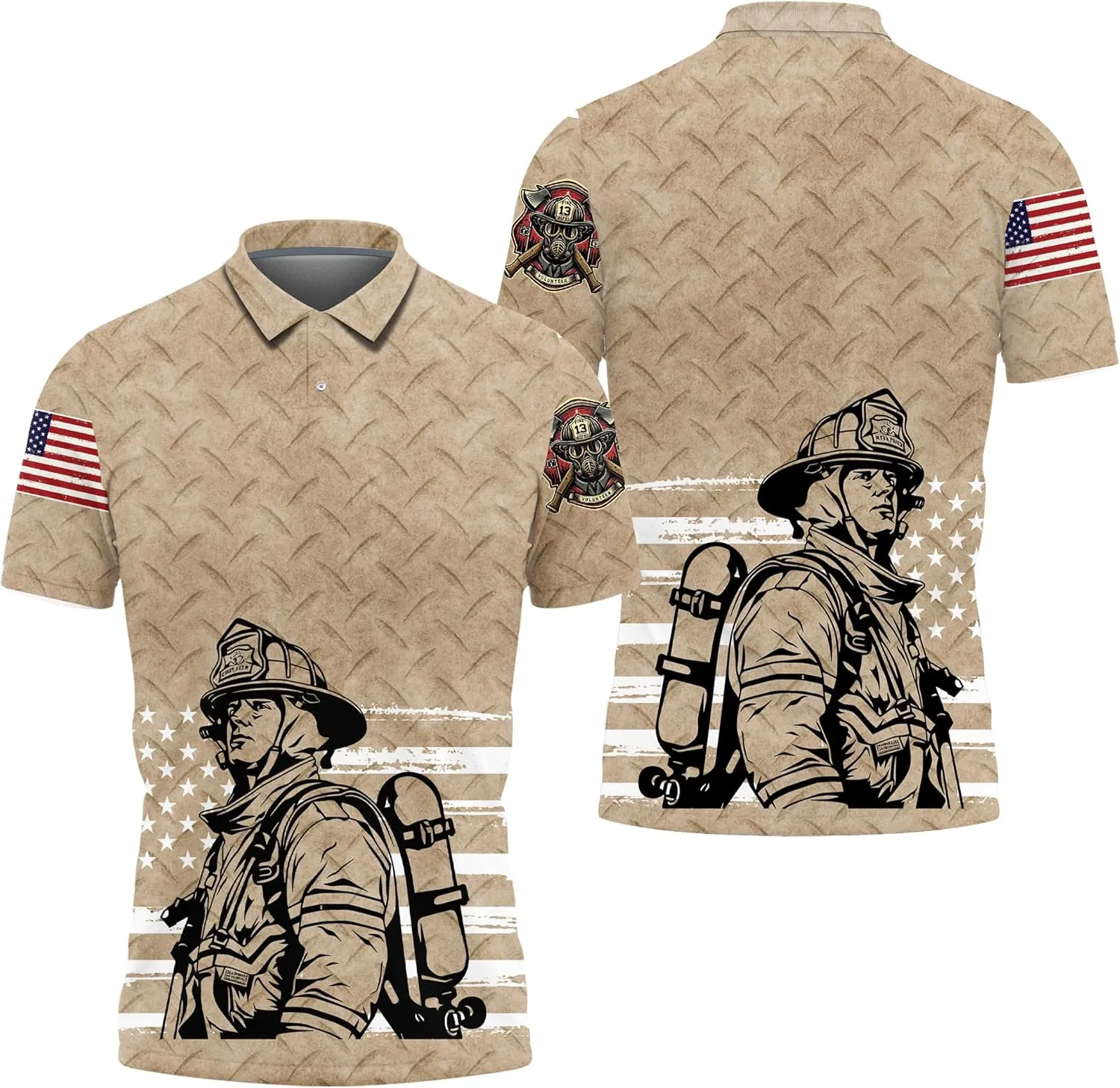 Firefighter Polo Golf Shirts for Men Women - Labor Day Mens Polo Shirts Short Sleeve Mens Polo Shirts Dry Fit Serie 63