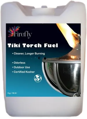 Firefly Biodegradable Odorless Tiki Torch Fuel - Smokeless, Odorless, Long-Lasting, Ideal for Outdoor Mosquito Protection, 5 Gallons
