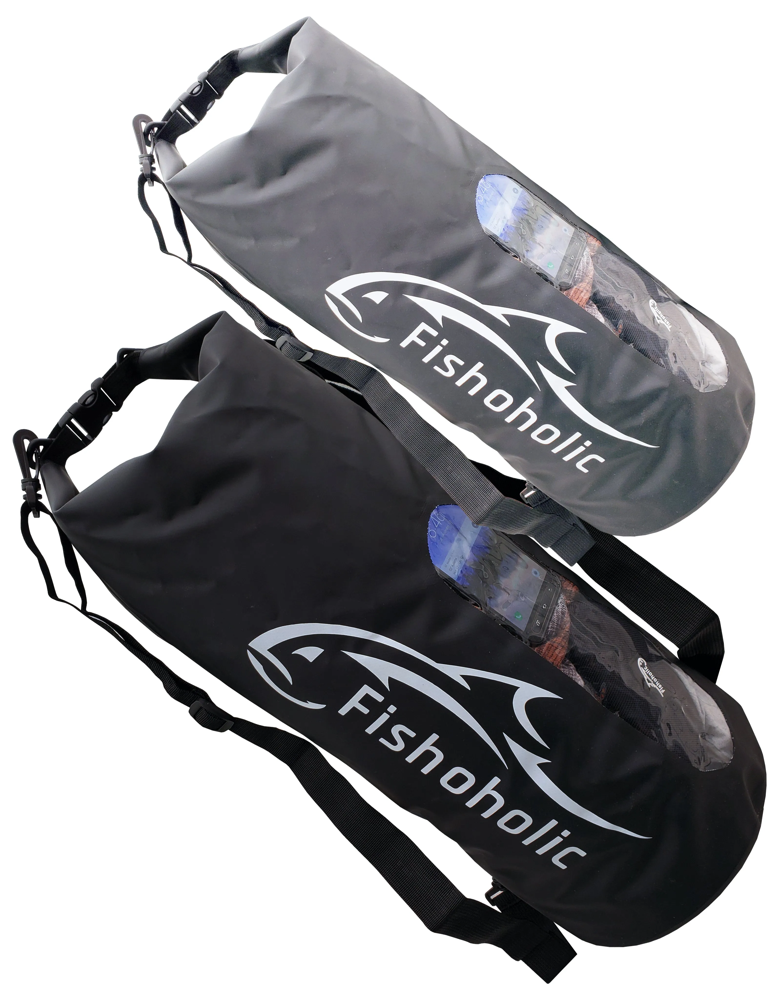 Fishoholic 30L Dry Bag - Clear Window Waterproof Gear Bags - Fail-Safe Snap - Tough & Durable