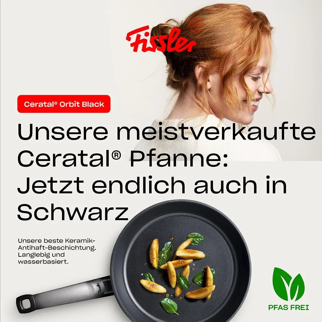 Fissler Ceratal Comfort Orbit Black Aluminium Frying Pan Ceramic Coated Diameter 28 cm Ceramic Non-Stick Induction