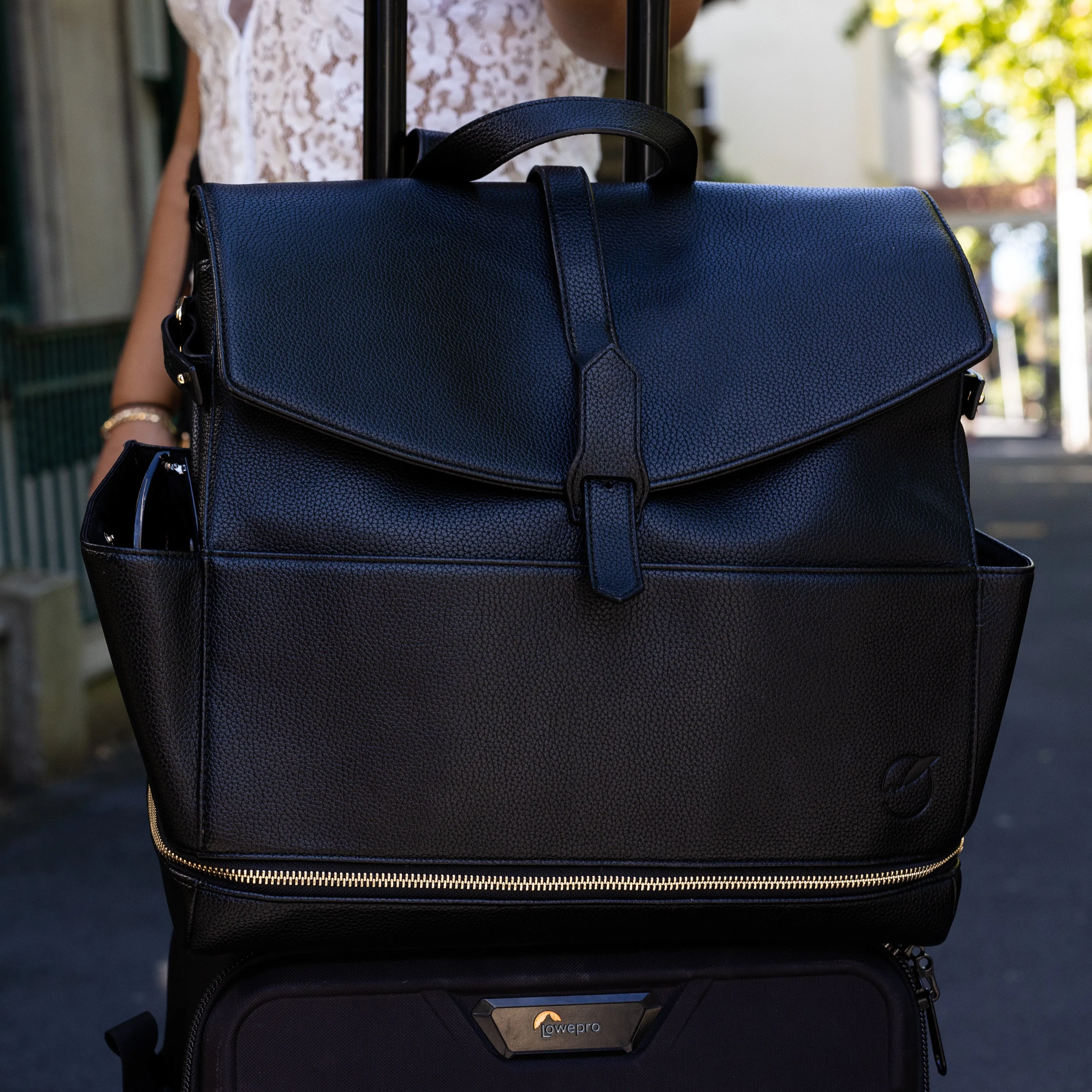 Florence Vegan Leather Convertible Backpack or Baby Bag - Black