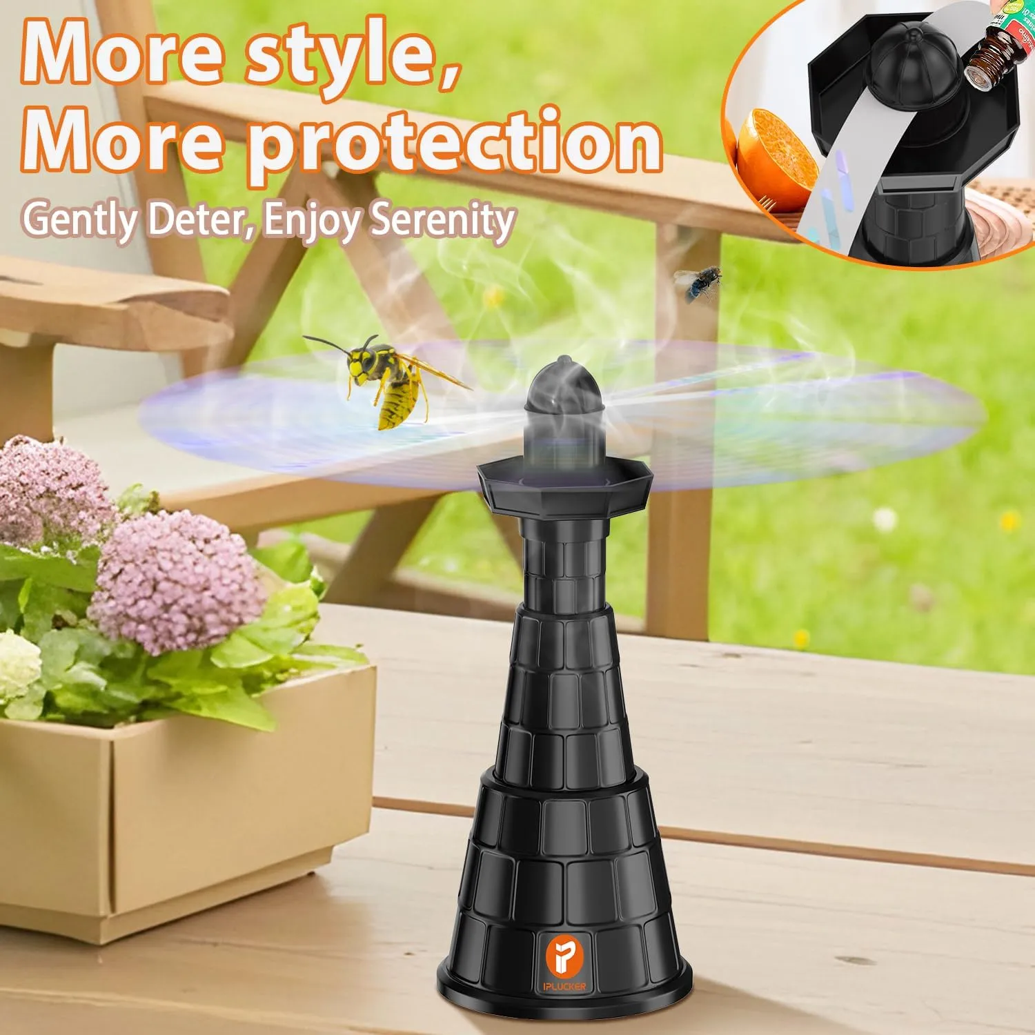 Fly Fans for Tables, 4 Packs Portable Fly Fan for Outdoor Table,3 Height-Adjustable Table Top Fly Fans with Fragrance Tray,17.72”Blades Holographic Fly Swatter for Picnic,Restaurant,BBQ&Camping