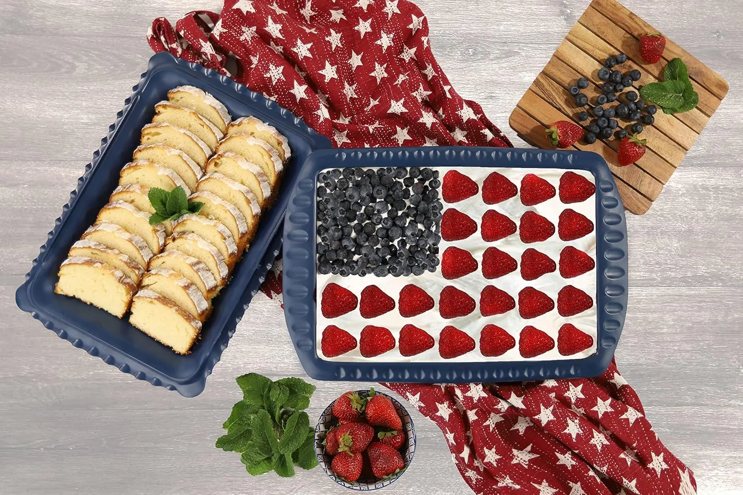 Foil Pan Holder with Lid, Casserole Style Foil Pan Carrier w/ Heat-Resistant Handles, Includes 1pc - 9x13x2 Aluminum Foil Pan – Ideal Serving Dishes for Travel, Potlucks & Picnics – Made in USA - Navy