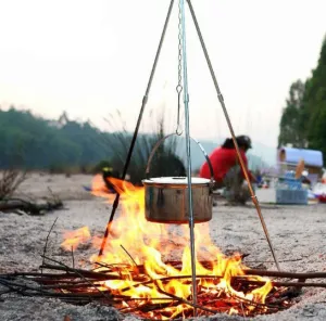 Foldable Campfire Tripod: Lightweight Aluminium Alloy Hanging Pot Bracket