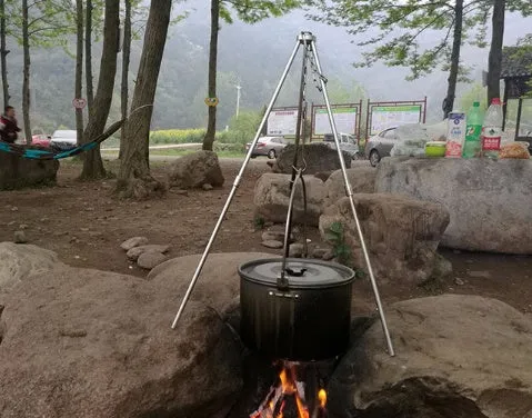 Foldable Campfire Tripod: Lightweight Aluminium Alloy Hanging Pot Bracket