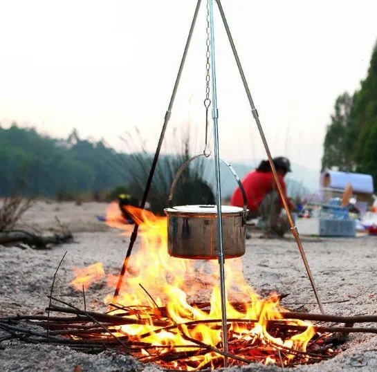 Foldable Campfire Tripod: Lightweight Aluminium Alloy Hanging Pot Bracket