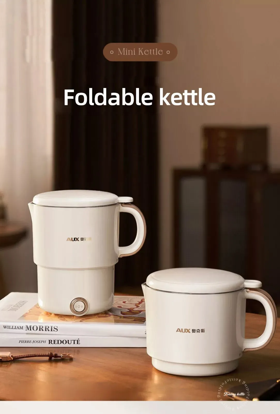 Foldable Electric Kettle Cooker Travel Water Boiler Portable Stainless Steel