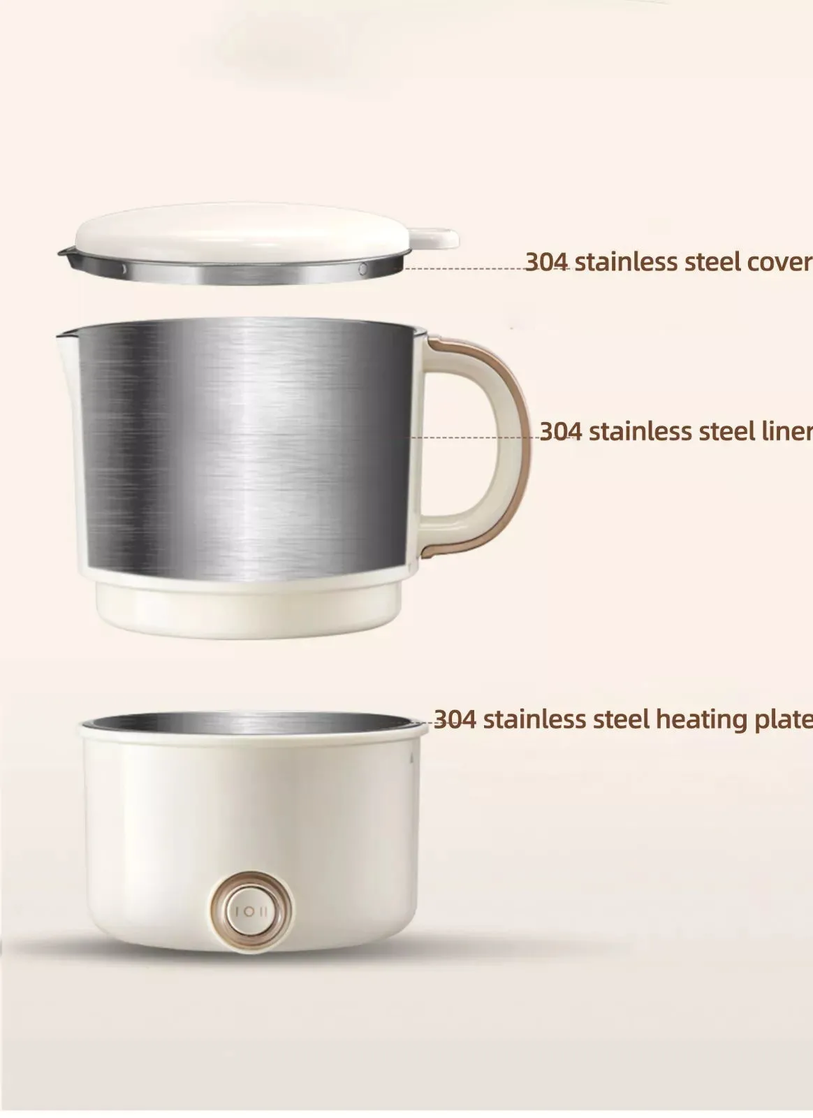 Foldable Electric Kettle Cooker Travel Water Boiler Portable Stainless Steel