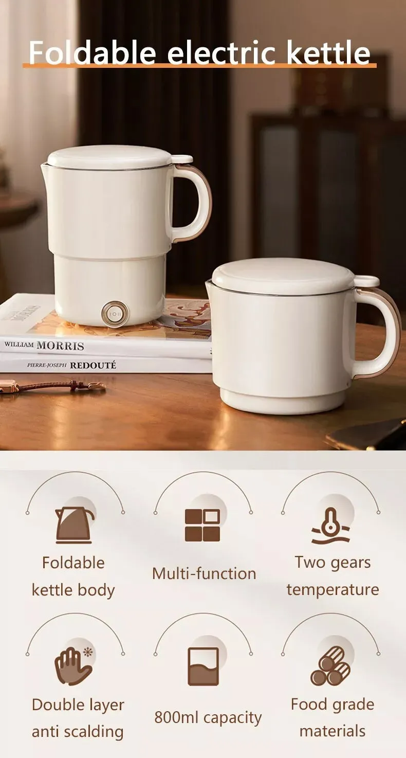 Foldable Electric Kettle Cooker Travel Water Boiler Portable Stainless Steel