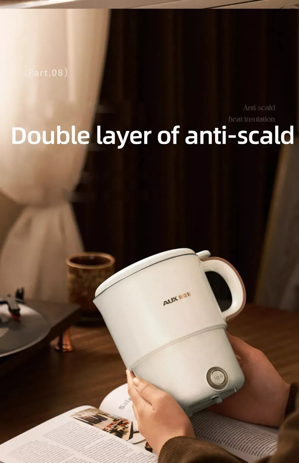 Foldable Electric Kettle Cooker Travel Water Boiler Portable Stainless Steel