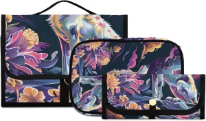 Foldable Hanging Travel Toiletry Organizer Set 3-Piece with Cosmetic Bag & Brush Holder - Dog (6)
