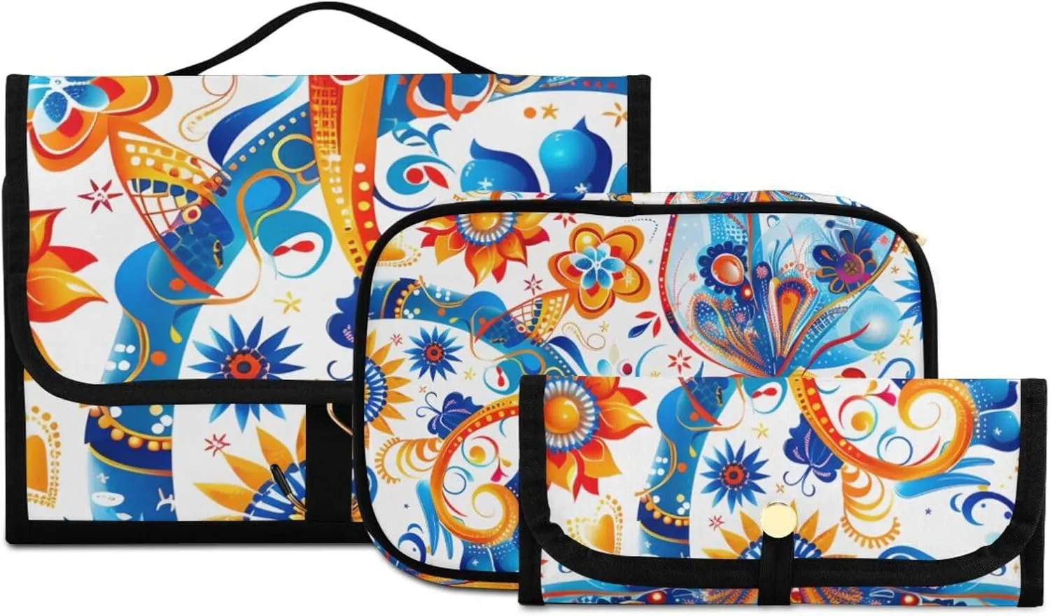 Foldable Hanging Travel Toiletry Organizer Set 3-Piece with Cosmetic Bag & Brush Holder - Dragonfly (3)