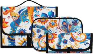 Foldable Hanging Travel Toiletry Organizer Set 3-Piece with Cosmetic Bag & Brush Holder - Dragonfly (3)