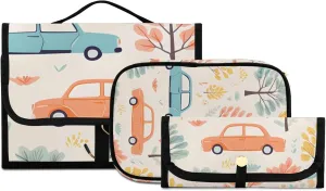 Foldable Hanging Travel Toiletry Organizer Set 3-Piece with Cosmetic Bag & Brush Holder - Tree Car (2)