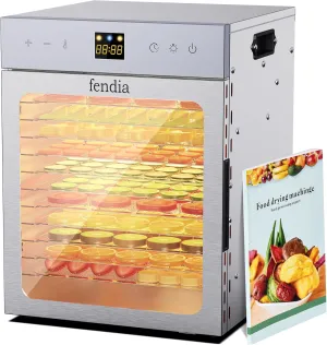 Food Dehydrator for Jerky, 12 Stainless Steel Trays, 1200W Fruit Dehydrator, 24H Timer and 190°F Temperature Control, Overheat Protection, Food Dryer for Jerky, Herbs, Fruit, Dog Treats