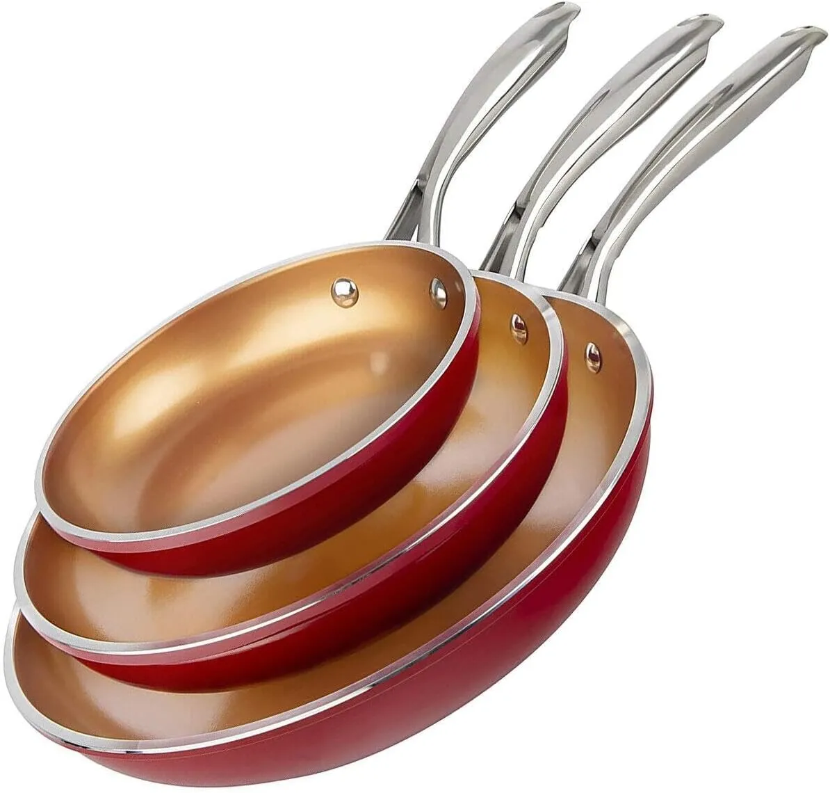 For Gotham Steel Ceramic Copper 3 Pack Nonstick Frying Pan Set - 8”, 10” & 12”